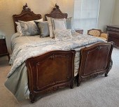 2 FRENCH ROCOCO CARVED TWIN BE