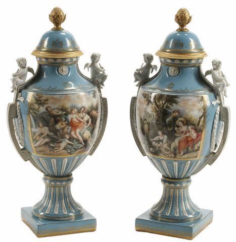 (2) FRENCH SEVRES STYLE COVERED