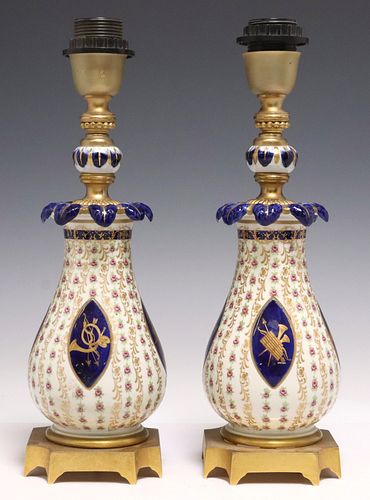(2) FRENCH SEVRES STYLE PARCEL-GILT