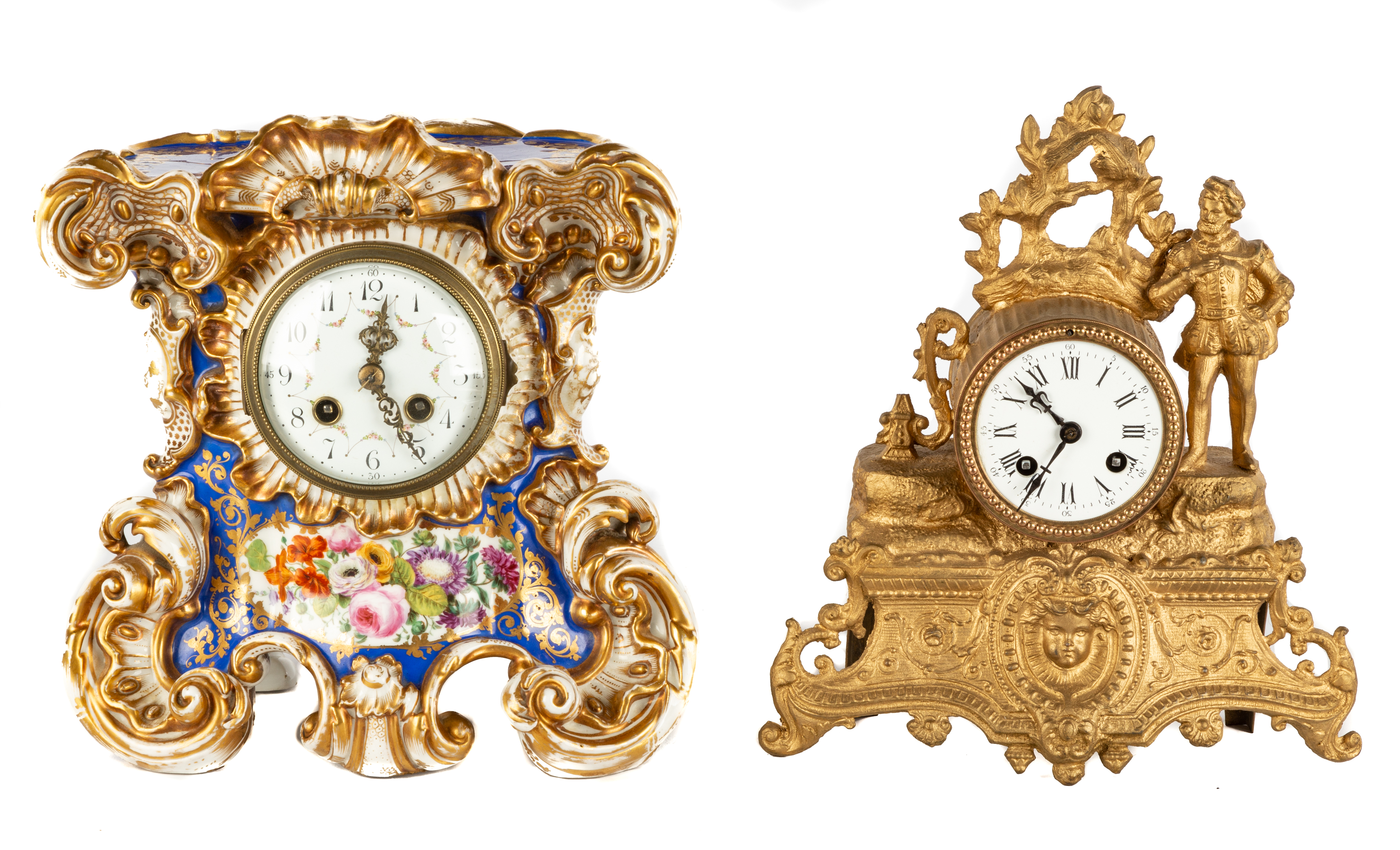 (2) FRENCH SHELF CLOCKS 19th