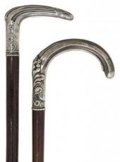 (2) FRENCH SILVER-HANDLED CANE