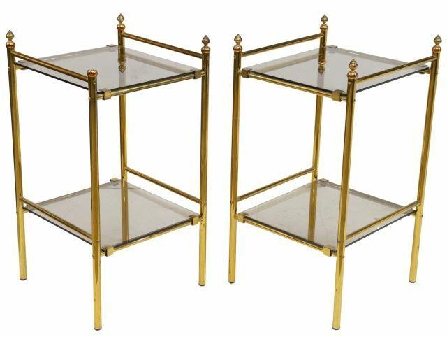 (2) FRENCH SMOKE GLASS TWO-TIER END