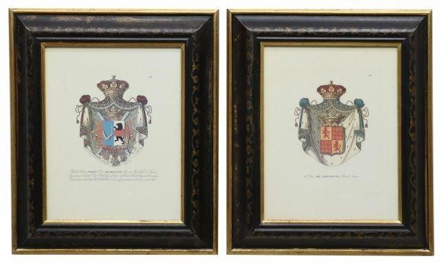 (2) FRENCH STYLE HERALDIC COAT OF