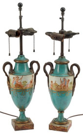 (2) FRENCH TOLE PEINTE VASES M