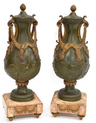 (2) FRENCH URN-FORM GARNITURES ON