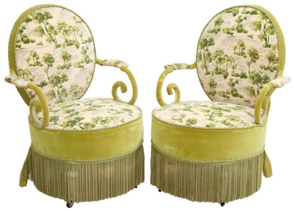 (2) FRENCH VELVET UPHOLSTERED