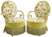 (2) FRENCH VELVET UPHOLSTERED