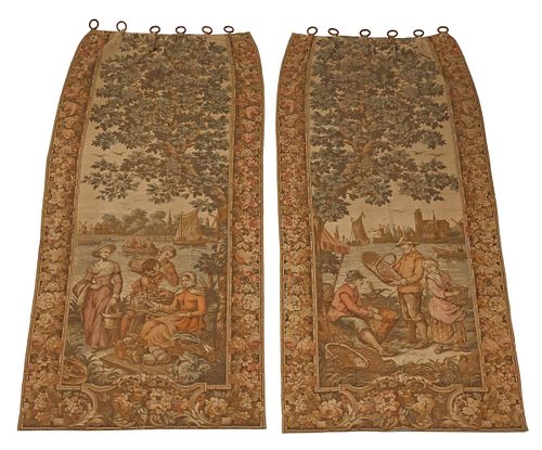 (2) FRENCH WALL-HANGING WOVEN