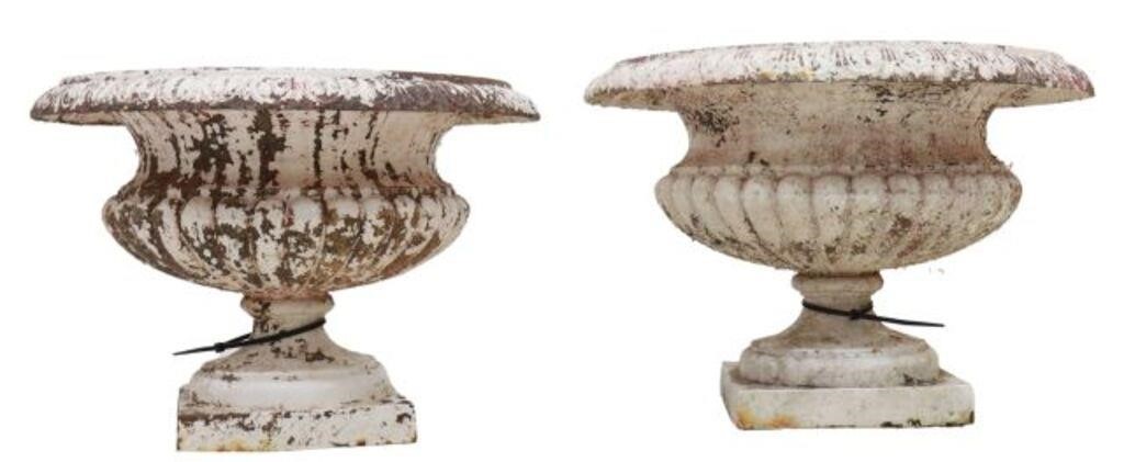 (2) FRENCH WHITE PAINTED CAST