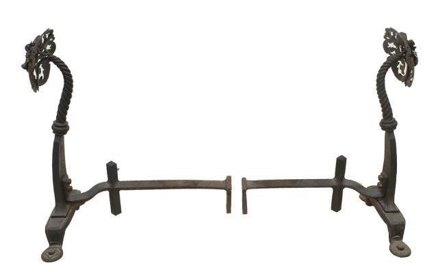 (2) FRENCH WROUGHT IRON FLORAL &