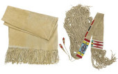 (2) FRINGED DEER HIDE BLANKET