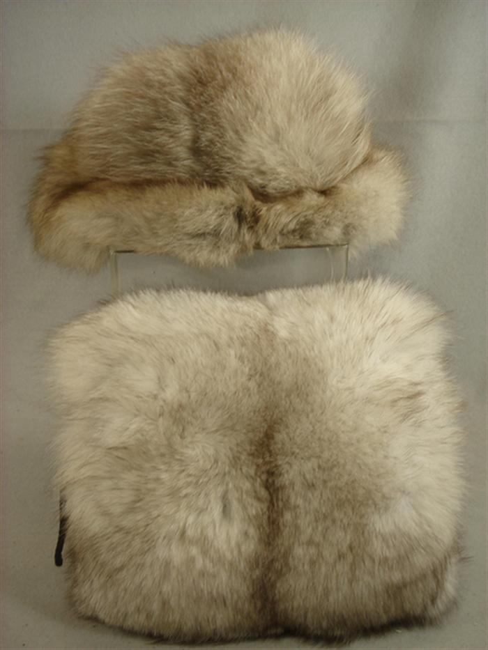 2 fur hats and 2 fur muffs  