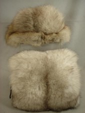 2 fur hats and 2 fur muffs   E