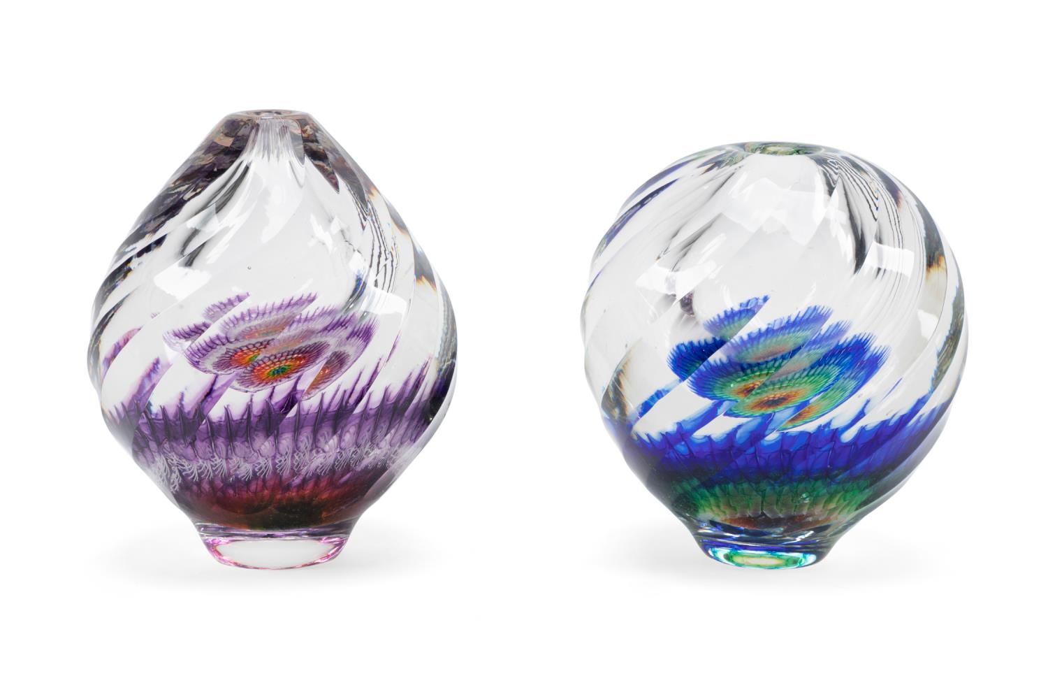 2 G. BEECHAM CUT & INFUSED GLASS