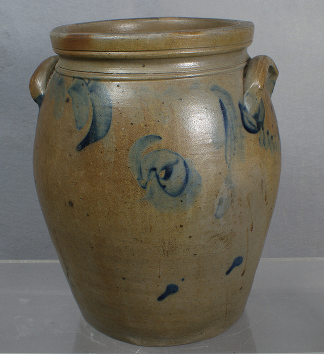 2 gal blue decorated stoneware