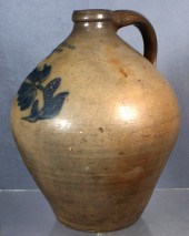 2 gallon blue decorated ovoid