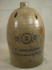 2 gallon blue decorated stonew