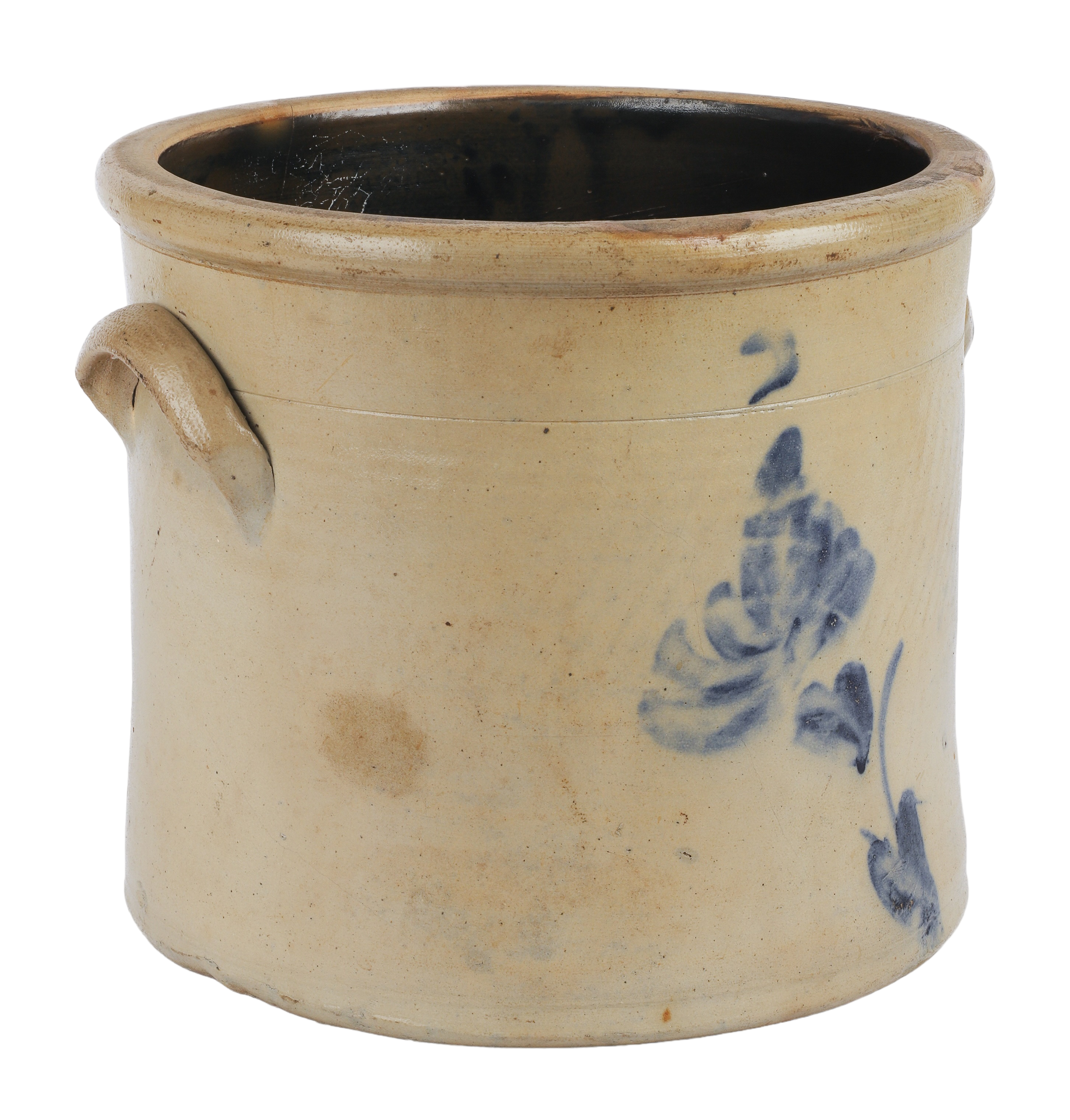 2-Gallon blue decorated stoneware