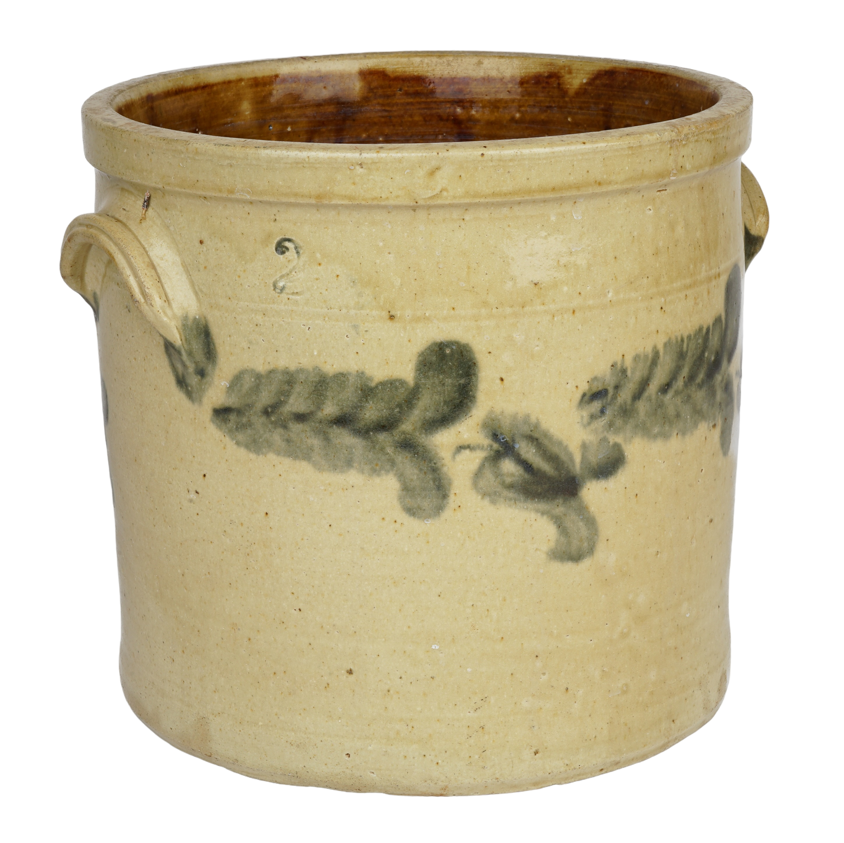 2-Gallon blue decorated stoneware
