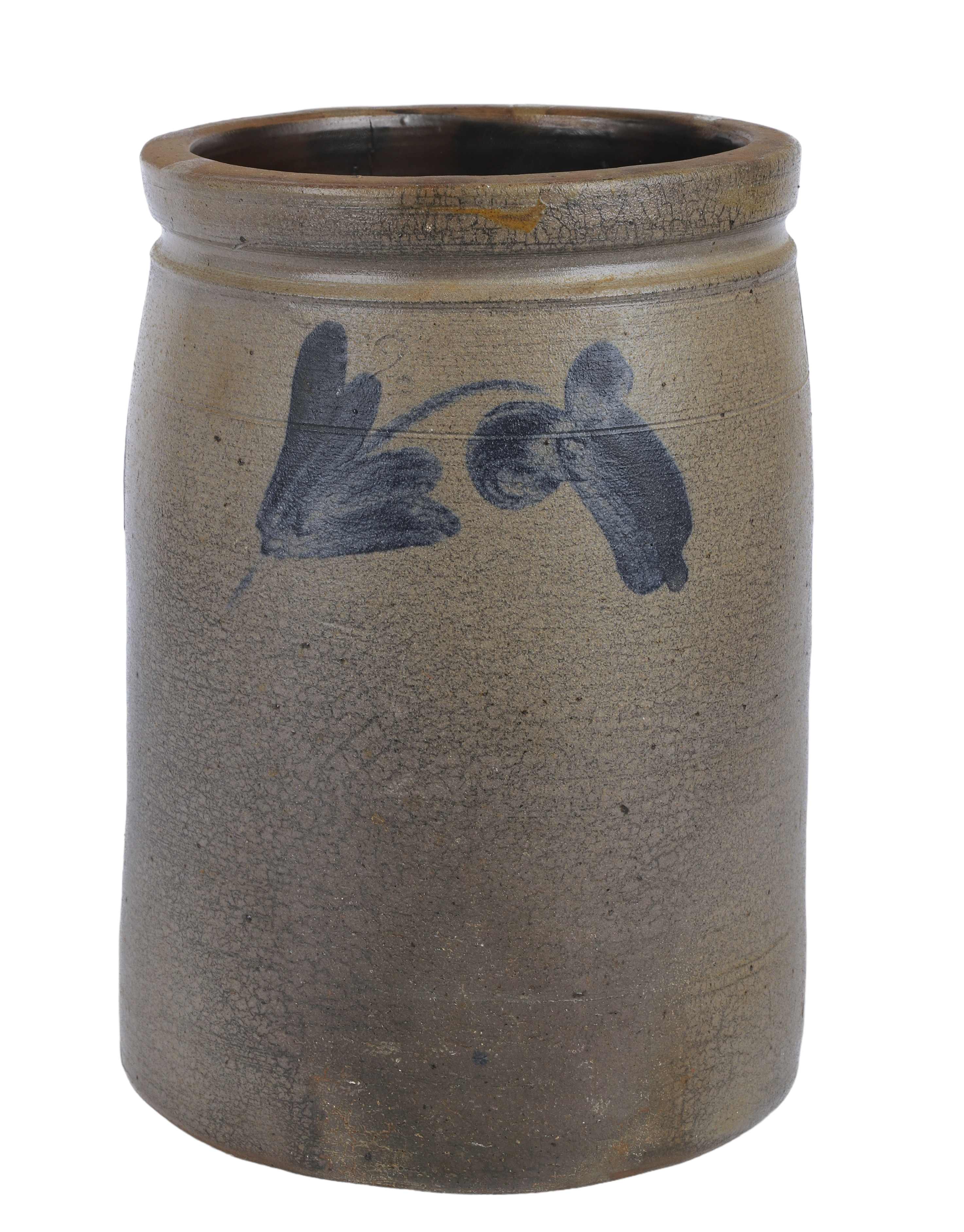2-Gallon blue decorated stoneware