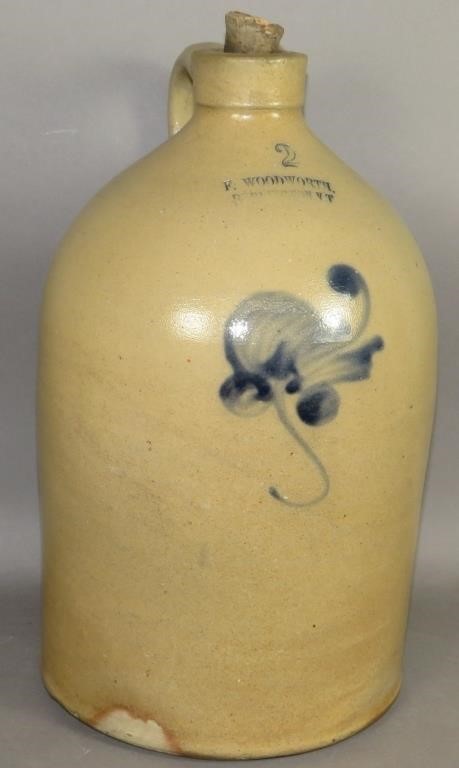 2 GALLON COBALT DECORATED STONEWARE