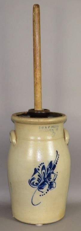 2 GALLON COBALT DECORATED STONEWARE