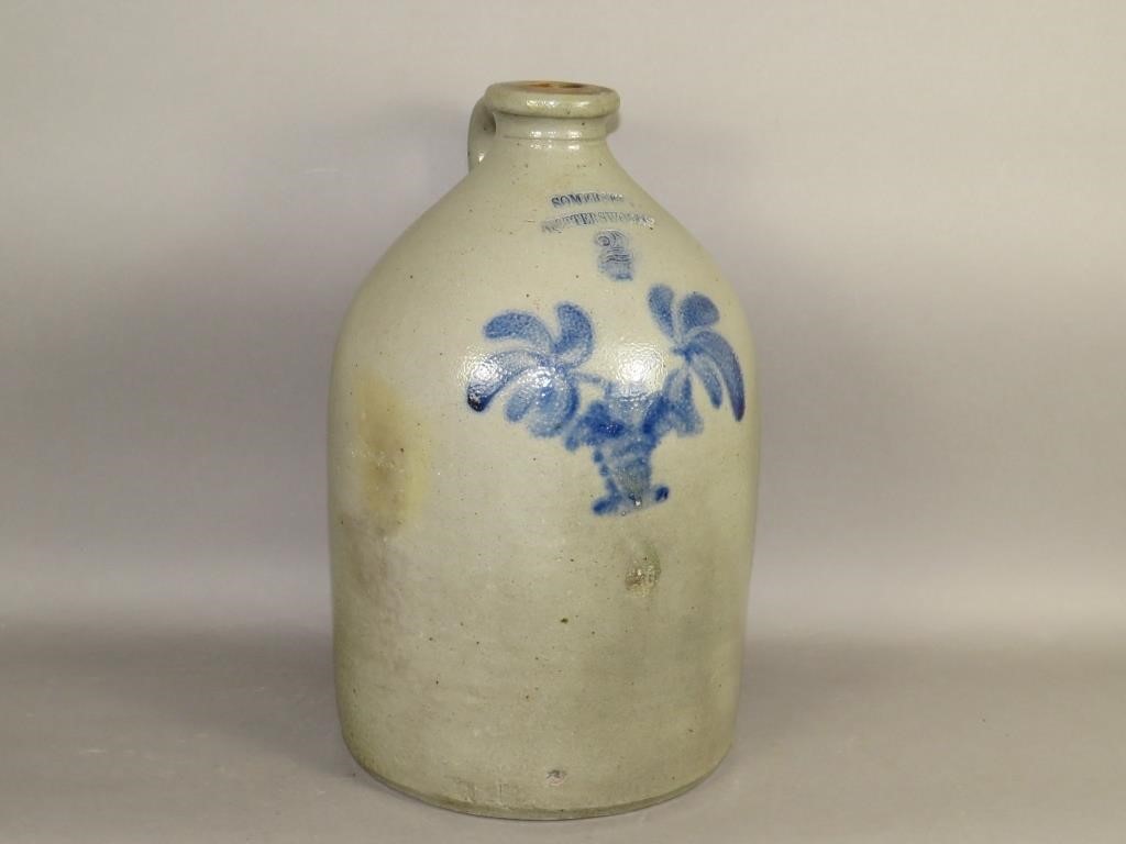 2 GALLON COBALT DECORATED STONEWARE