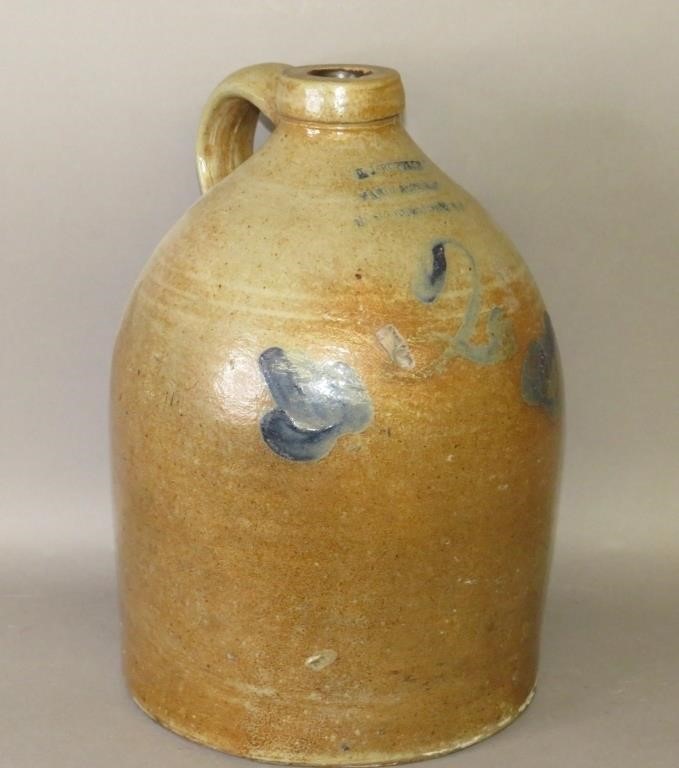 2 GALLON COBALT DECORATED STONEWARE