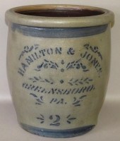 2 GALLON COBALT DECORATED STON