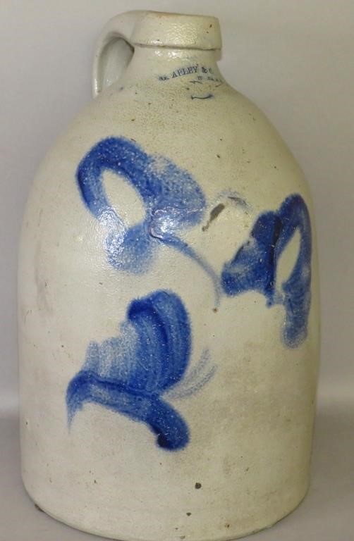 2 GALLON COBALT DECORATED STONEWARE