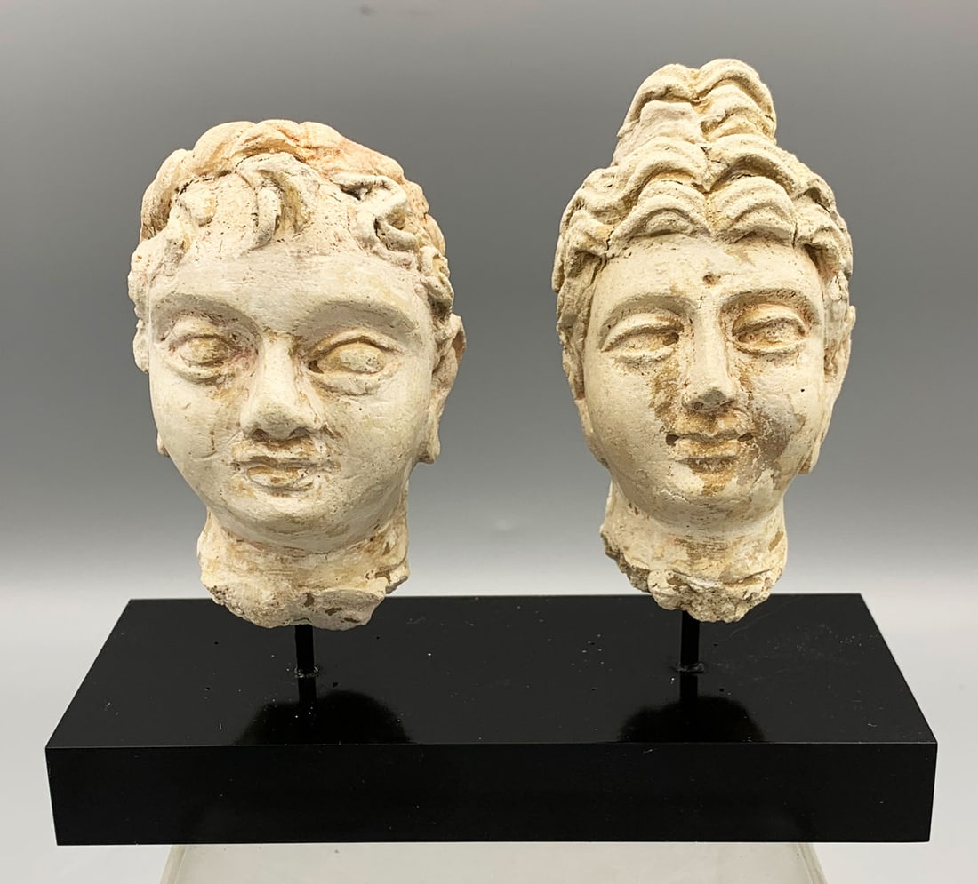 (2) GANDHARAN STUCCO HEAD - INDUS