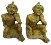 (2) GARDEN STATUARY CAST STONE