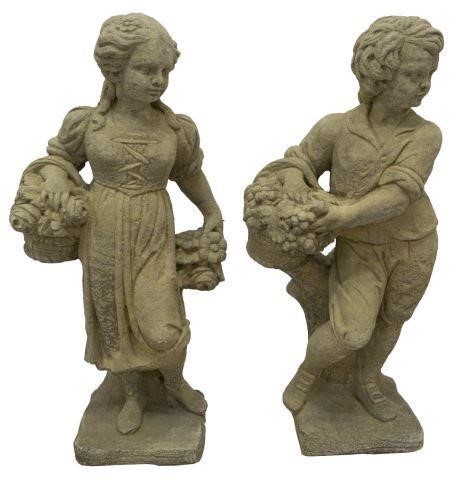 (2) GARDEN STATUARY CAST STONE