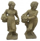 (2) GARDEN STATUARY CAST STONE