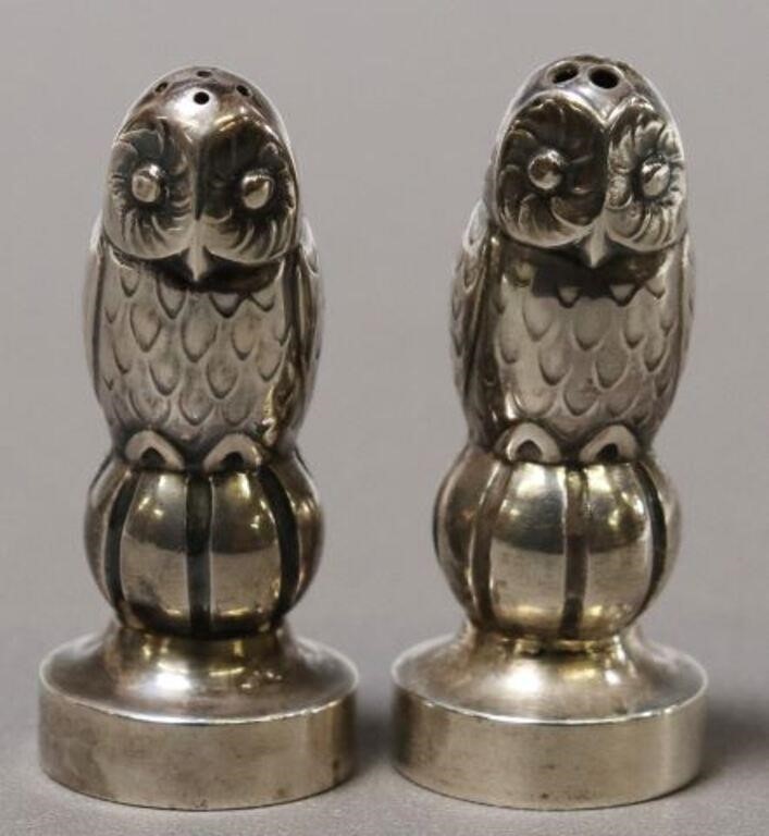 2) GEORG JENSEN STERLING OWL SALT &