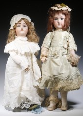 (2) GERMAN BISQUE HEAD DOLLS L