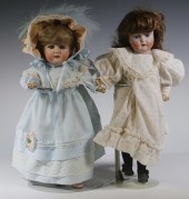 (2) GERMAN BISQUE HEAD DOLLS L