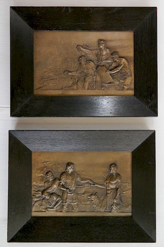 2 GERMAN BRONZE PLAQUESTwo framed