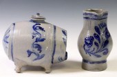 (2) GERMAN COBALT SALT GLAZED