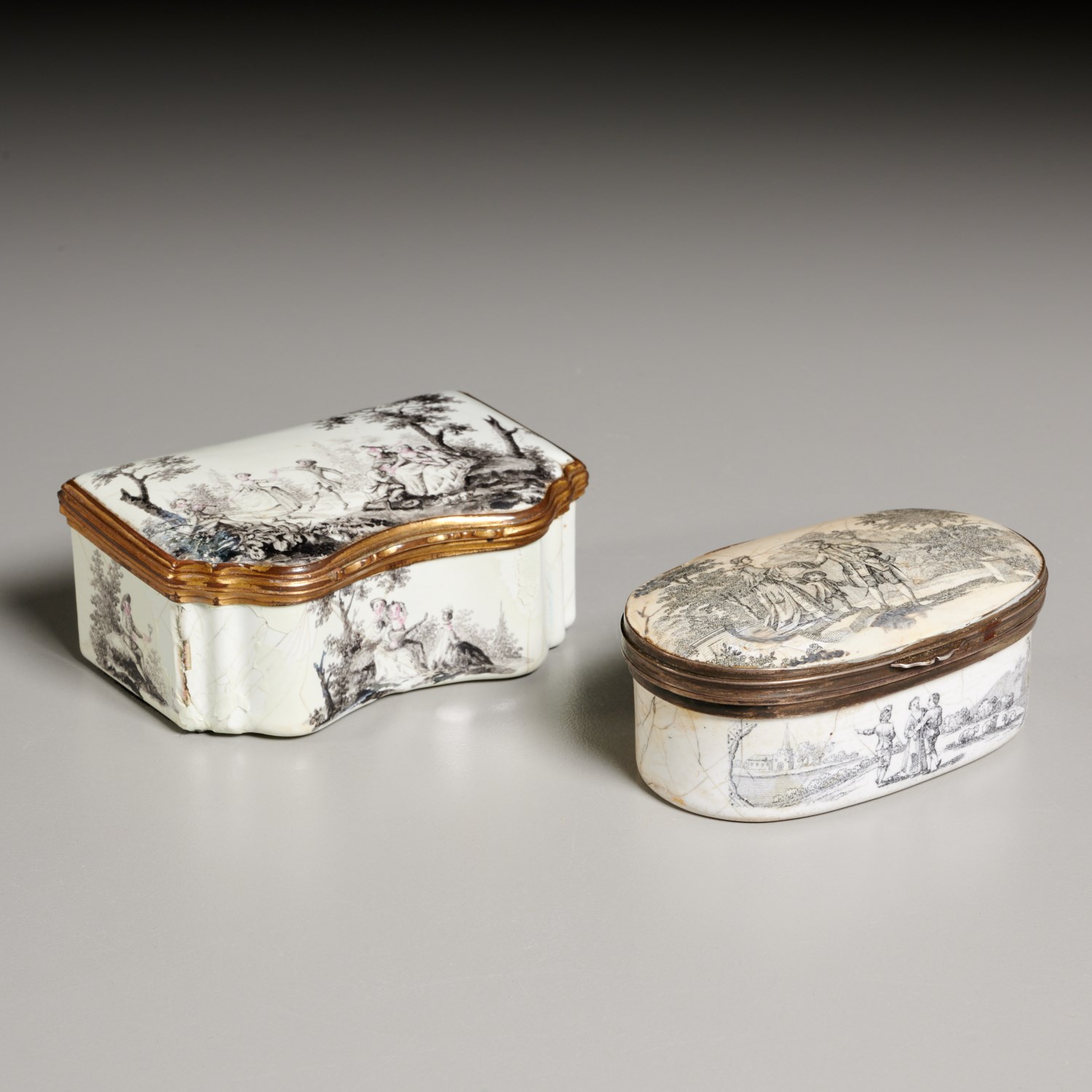 (2) GERMAN ENAMELED SNUFF BOXES