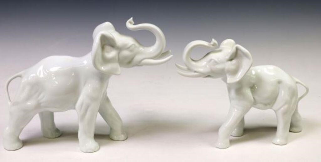 (2) GERMAN KPM PORCELAIN ELEPHANT