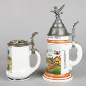(2) German lithophane beer ste