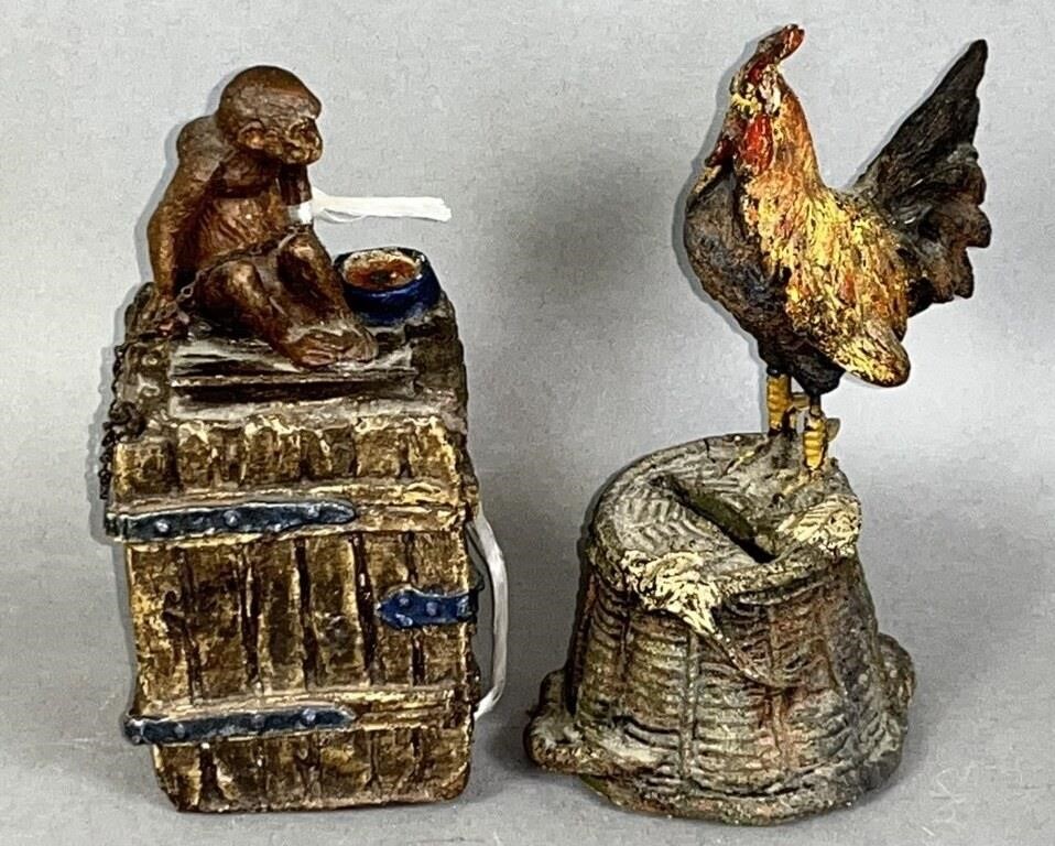 2 GERMAN POLYCHROME PAINTED