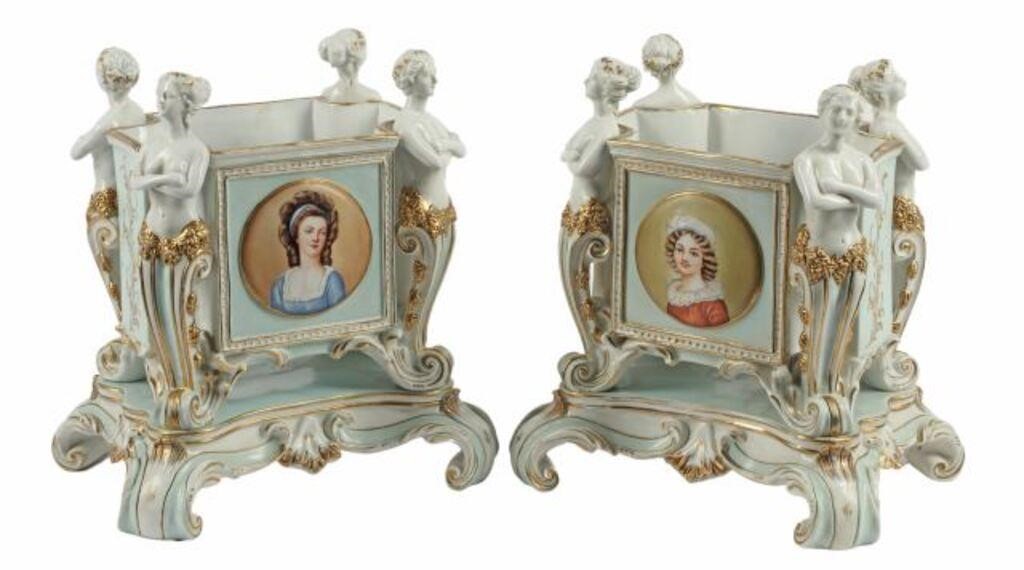 (2) GERMAN PORCELAIN CARYATID