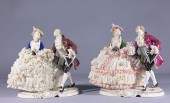 (2) GERMAN PORCELAIN LACE FIGU