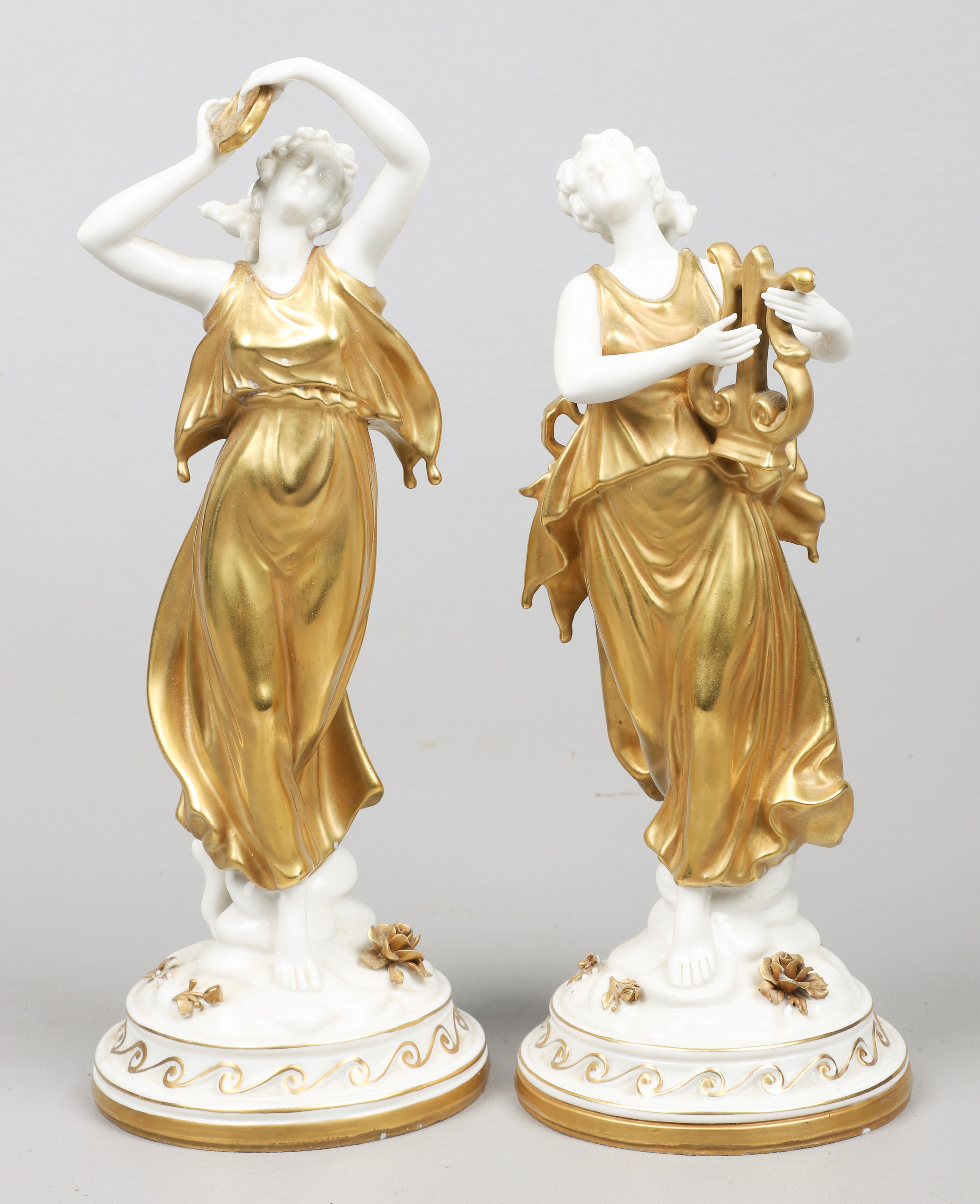 (2) German porcelain muses,