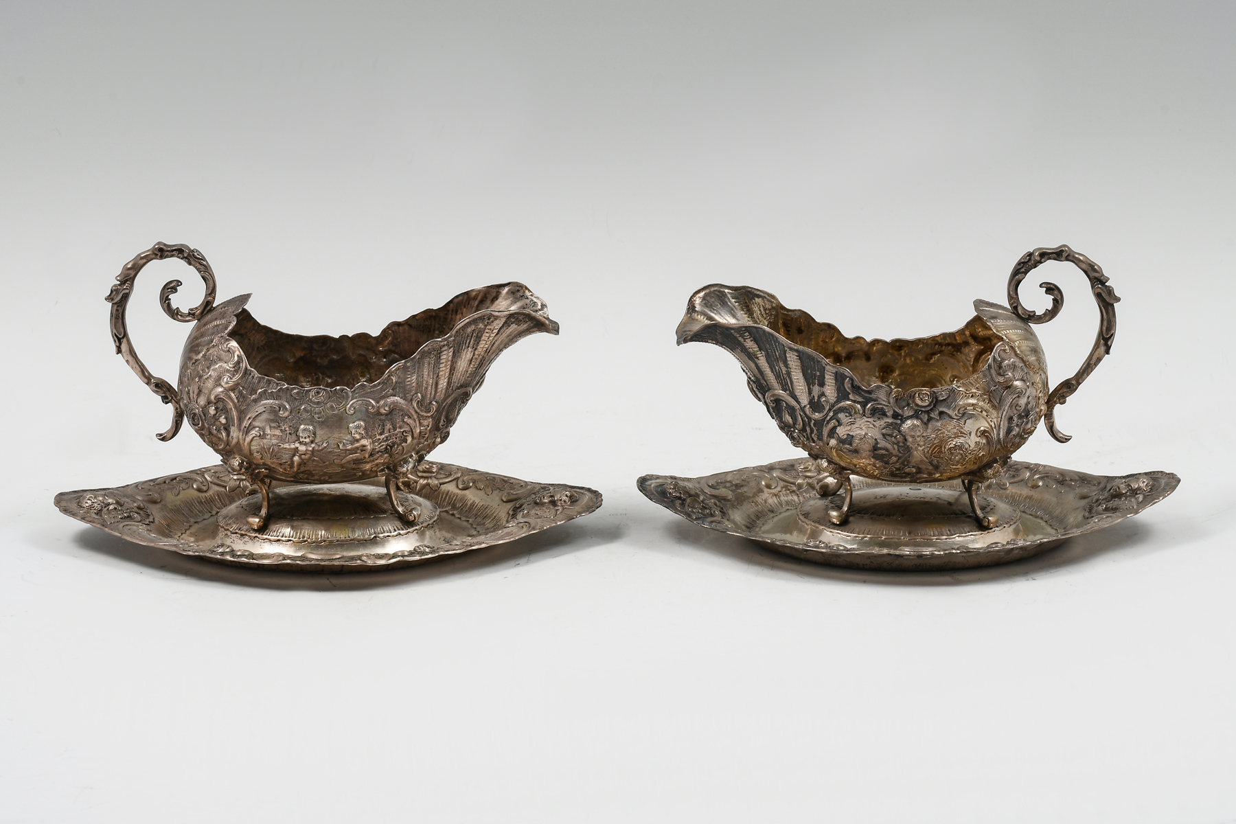 2- GERMAN SILVER GRAVY BOATS: