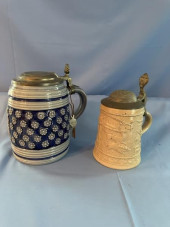 2 GERMAN STEINS -  (1) BLUE &