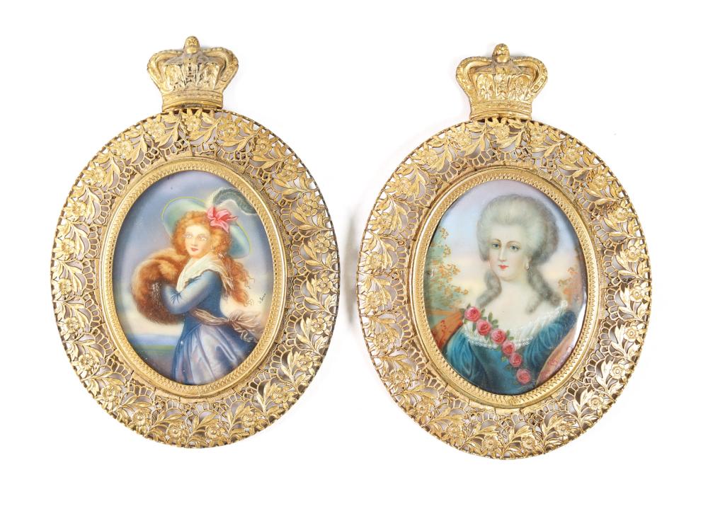 2 GILT BRONZE FRAMED PAINTED