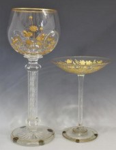 (2) GILT GLASS GOBLET W/ AIR T
